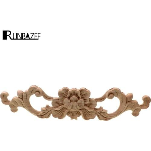 RUNBAZEF Woodcarving Decal Bed Windows Applique Wooden Miniatures Unpainted Furniture Decorative Figurines Vintage Home Decor