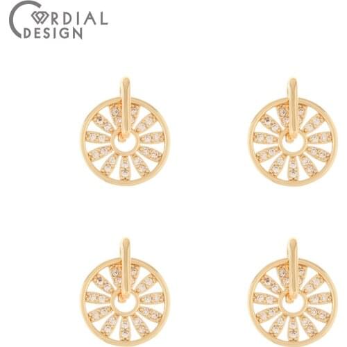 Cordial Design 20Pcs 14*15MM Jewelry Accessories/CZ Charms/Genuine Gold Plating/DIY Making/Hand Made/Earring Findings/Pendant