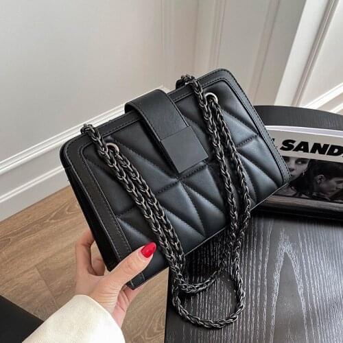 Spring and Summer High-quality PU Chain Handbags2021new Trendy Fashion Ladies One-shoulder Messenger Bag Simple Small Square Bag