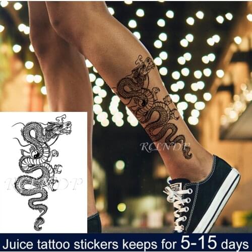 Waterproof Temporary Juice Tattoo Sticker Chinese Dragon Big Animal Tattoo Flash Tatoo Fake Tatto Back Arm Leg Art for Men Women