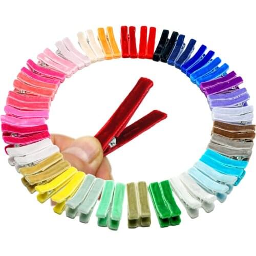 60 Pack 1.8" Velvet Fully Lined Non Slip DIY Alligator Hair Clips Barrettes for Baby Girls Toddlers Infants Newborn with Thin an