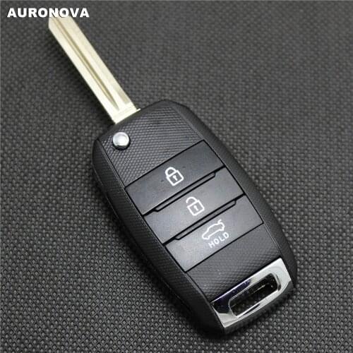AURONOVA New Replace Folding Key Shell for Kia Carens Cerato Forte Rio K2 K3 K5 3 Buttons Uncut Blade Remote Car Key Case DIY