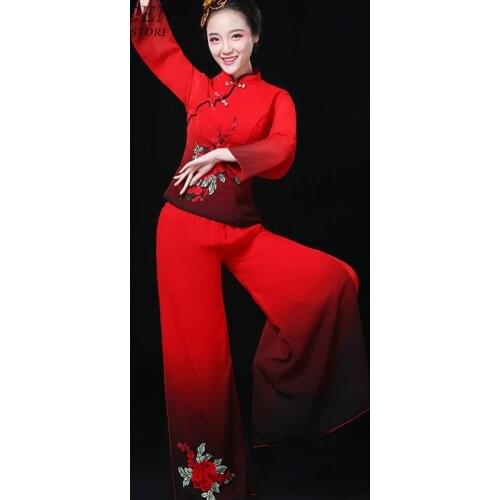 Womens Classical Performance Wear Chinese Folk Dance Clothes Show Dress Yangko Dance Costumes KK783 S A