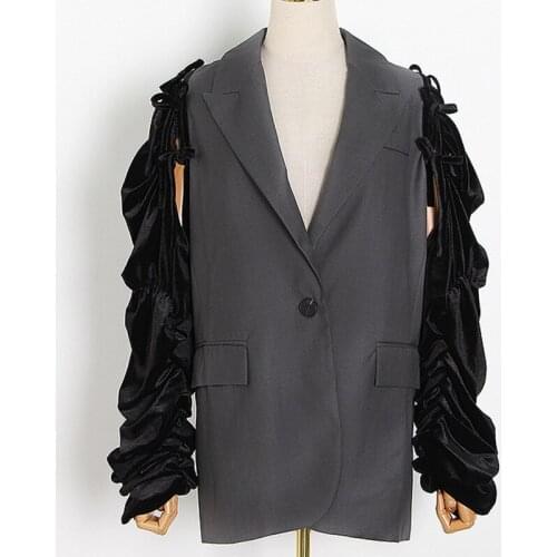 SeeBeautiful Notched Collar Full Sleeve One Button Long Large Size Single Suit Coat Woman Spring 2021 New Tide Fashion T167