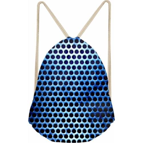 Noisydesigns Mesh weaving blue red simple personality 3D Tropical Printed Backpack Women Girls New Drawstring Bag Casual Travel