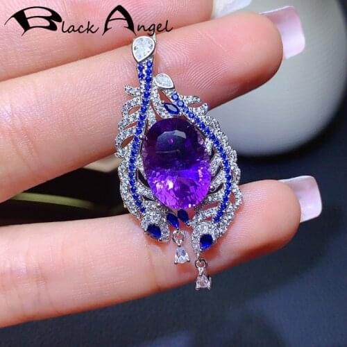 BLACK ANGEL Temperament Necklace Inlaid Pave Mysterious Purple Deep Gemstone Pendant For Women Jewelry Elizabeth Taylors Eye