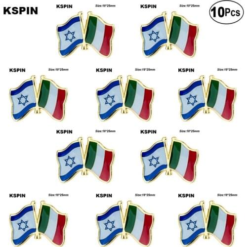 Israel Italy Friendship Flag Lapel Pin Flag badge Brooch Pins Badges 10Pcs a Lot