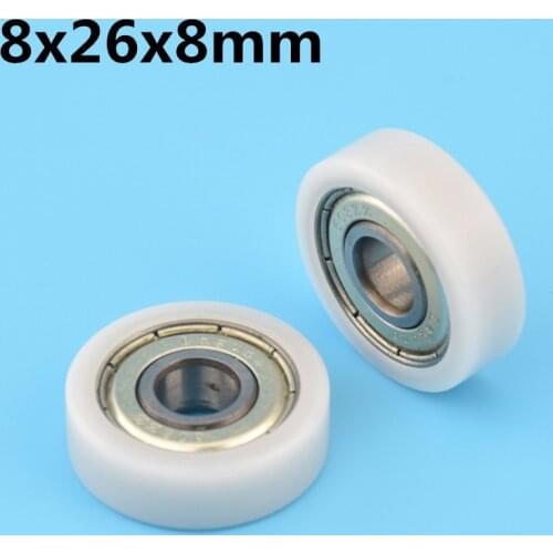 1Pcs 8x26x8 mm Nylon Plastic Wheel With Bearings Flat miniature pulley POM Hard bearing Door Window Drawer