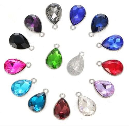 10pcs waterdrop Charm Crystal Pendant beaded Jewelry Findings