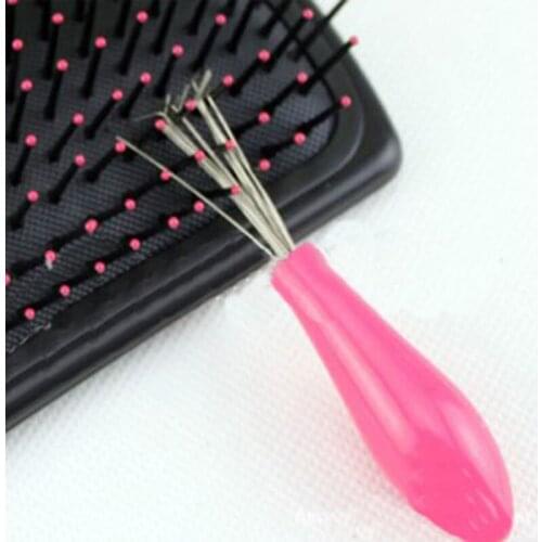 2PCs/Set Comb Hair Brush Cleaner Cleaning Brush Remover Brand Embedded Plastic Comb Pink Cleaner Tool