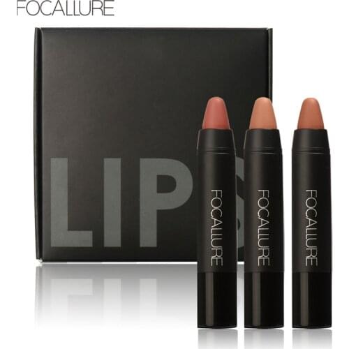 3pcs/set FOCALLURE Sexy red Lipstick waterproof long lasting lip pencil Pigment Velvet Matte Nude Lipstick lip tint kit FA22