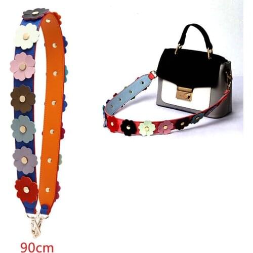 90 cm Hot fashion personality flower rivet handbags belts women bags strap pu leather icon bag belts