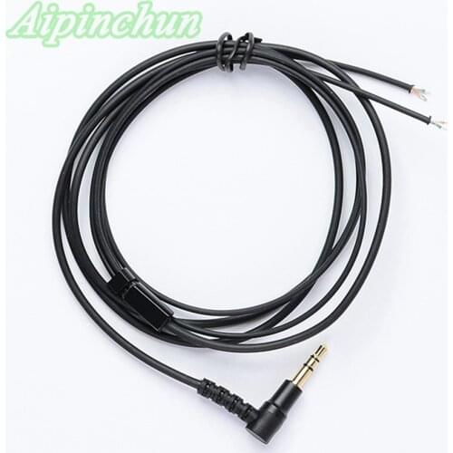 Aipinchun 3.5mm 3-Pole Bending Jack DIY Earphone TPE Audio Cable Headphone Repair Replacement Cord LC-OFC Wire Core Black