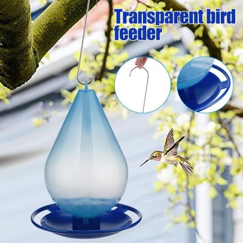 Acrylic Birds Feeder With Hanging Chain Outdoor Transparent Birds Food Box Anti-Spray Food Box Hanging Birds Feeder E7