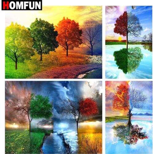 HOMFUN Full Square/Round Drill 5D DIY Diamond Painting "Cartoon tree landscape" Embroidery Cross Stitch 5D Home Decor Gift