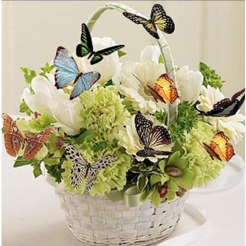 Diy 5D Diamond Painting All Sticks Diamond Beautiful Flower Basket Butterfly Mosaic Flower Living Room Home Decoration, Gift