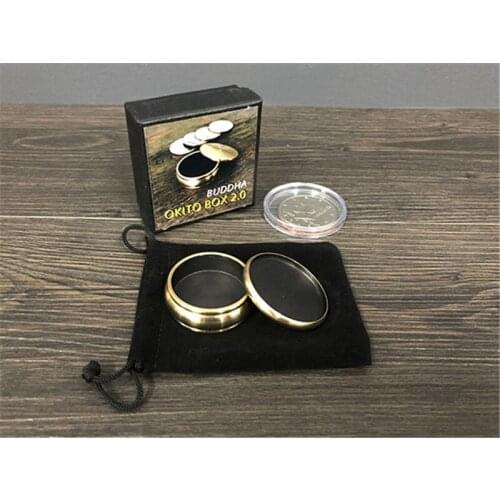 Buddha Okito Box 2.0 Half Dollar Shell Coin Magic Tricks Stage Close Up Magic Coin Appear Penetrate Magic Illusion Gimmick Props