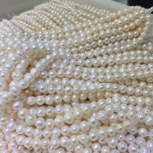 3-9mm Real Natural Pearls Beads Freshwater Pearl Bead Loose Pearles For DIY Craft Bracelet Necklace Jewelry Making 14" strand