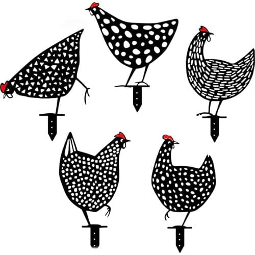 Hen Yard Decor Lawn Stakes Gardening Ornaments Acrylic Black Black Chicken Yard Art Gardening Gift Yard Decor Art Creative New