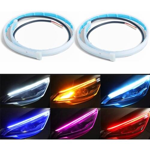 Car Headlight Decorative RGB Led Strip 12v IP68 Two-Color Streamer Light NeonStrip Flexible Turn Signal DRL Daytime Running Lamp