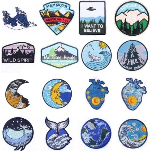 DIY Wilderness Patches For Clothes Embroidered Patch Sewing Badge Iron On Patches Applique Jeans For Clothing Embroidered Patch