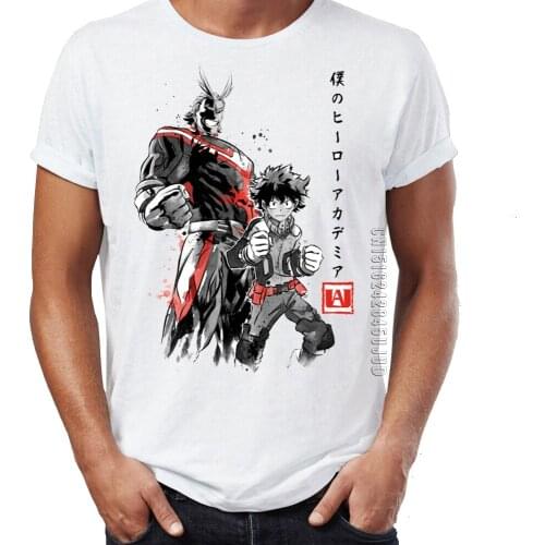 Mens T Shirt My Hero Academia Deku and All Might Manga Anime Awesome Artwork T-shirts Homme Graphic Tops & Tees O-Neck Camiseta