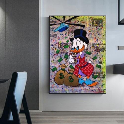 Disney Graffiti Art Funny Mickey and Minnie Canvas Painting Poster and Print Street Art Wall Picture for Living Room Cuadros