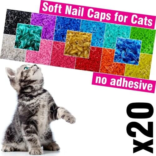 20pcs - Soft Nail Caps for Cats /* XS, S, M, L, cover, cat, paw, claw, zet
