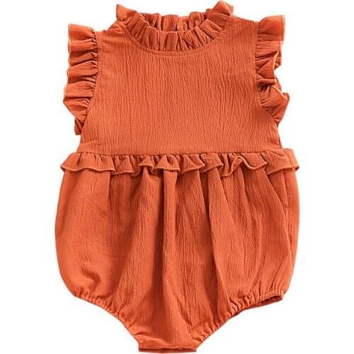 Newborn summer Baby Girls Jumpsuit Romper vest Outfits fold Lace collar triangle dress cute clothing