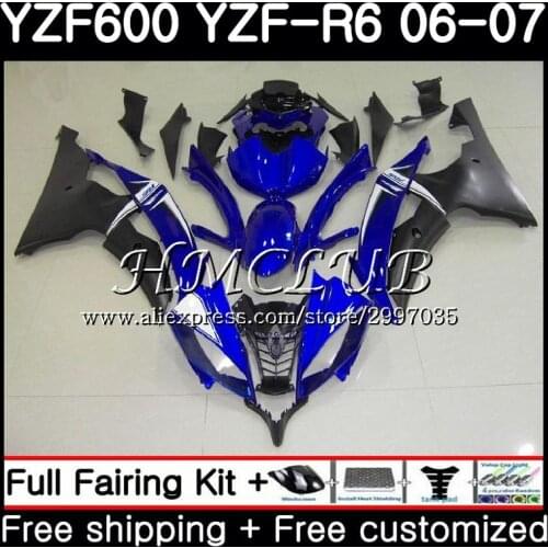 Body For YAMAHA YZF R 6 YZF 600 YZF-600 YZF R6 2006 2007 Frame 16HC.17 YZF-R6 06 07 YZF600 YZFR6 06 07 Fairing Stock blue Kit