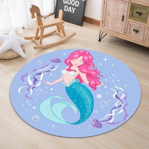 Cute Girls100cm Round Play Mat Cartoon Animal Baby Mats Crawling Blanket Floor Carpet Rugs Mat for Kids Room Nursery Decor