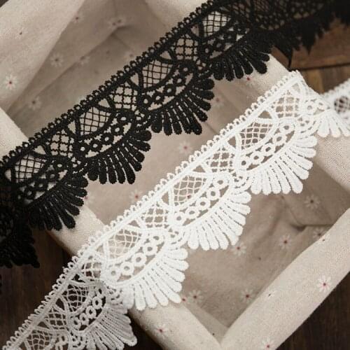 6cm width lace ribbon 2yards/lot black white hollow lace trim fabric for Sewing Bridal Wedding dress decor handmade diy Crafts