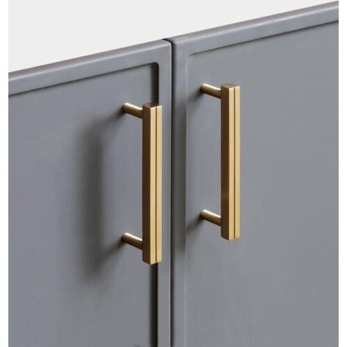 Brass Handle Nordic Light luxury drawer cabinet door clothes cabinet modern simple long knob solid double hole pure copper