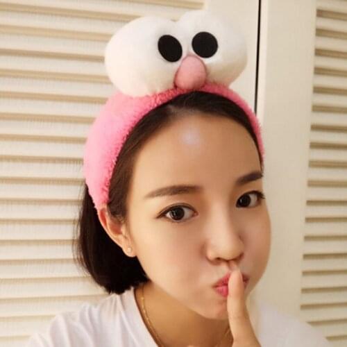 Cute Coral Fleece Headbands Korea Style INS Funny Big Eyes Plush Headband Face Wash Headband Makeup Hair Tie Hair Accessories
