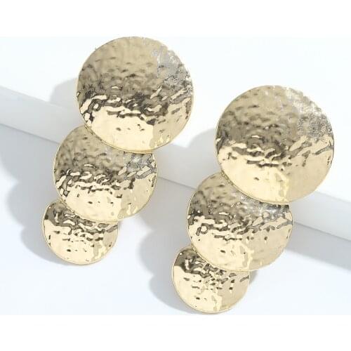 Dvacaman Punk Multi Layered Geometric Round Long Dangle Earrings for Women Vintage Gold Metal Drop Earrings Party Jewelry Bijoux