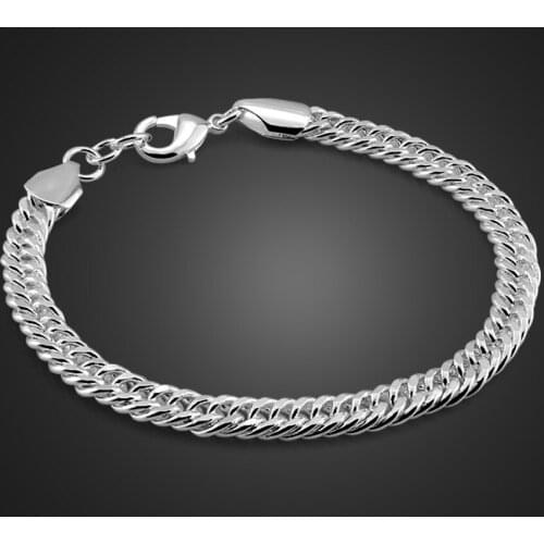 Fashion Unisex Pure Silve Bracelet Bangle 100% 925 Sterling Silver 6mm 20mm Whip Chain Braceletst Jewelry For Men & Women