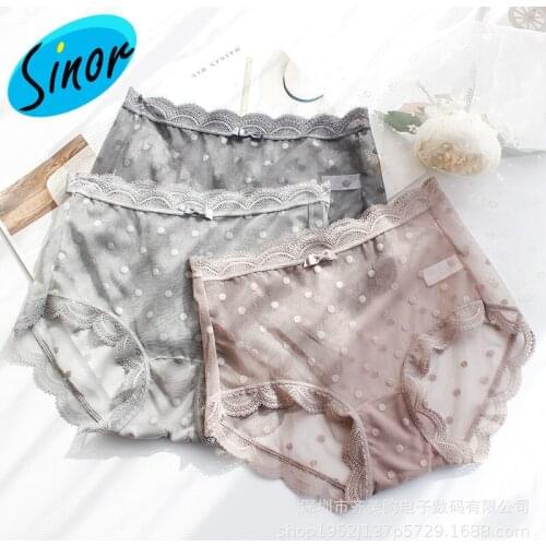 [Bottom Price]Polka Dot Lace Womens Panties Large Ultra-Thin Summer High Waist Hip Sexy Girls Stall Foreign Trade
