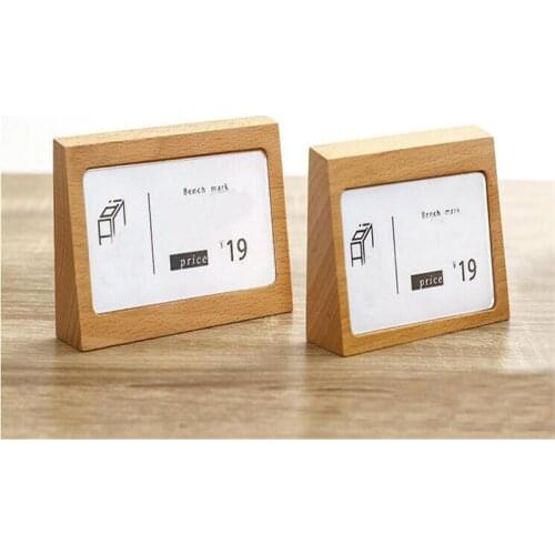 New Name Card Display Acrylic Panel Wooden Table Menu Sign Holder Stand Price Paper Tags Label Rack