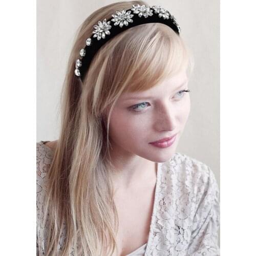 New rhinestone flower hair headband women bevel hair simple temperament beautiful headwear elegant classic hair accessories