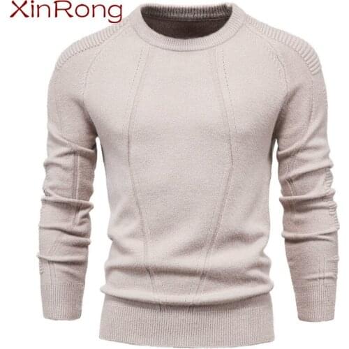 Autumn and winter mens pullover sweater solid color mens sweater O-neck close-fitting casual fashion pull-up slim sweater male