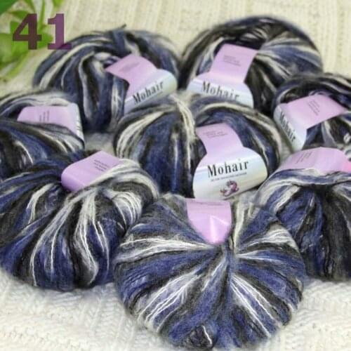 Sale New 8BallsX25g Luxury Soft Mohair Warm Wrap Shawl Hand Knit Crochet Yarn Blue White Black Multi 291-41-8