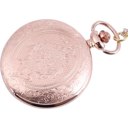 8840Retro trend luxury gold case white surface open pocket watch strap chain mens and womens accessories