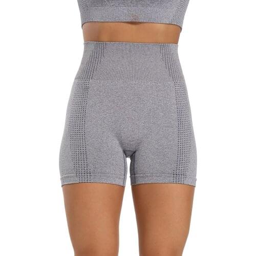 Grey High Waist Push Up Womens Hot Pants Quick Dry Breathable Sports Running Fitness Yoga Shorts
