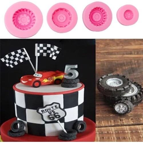 Silicone Tires Wheel Fondant Cake Molds Chocolate Cookies Mould Bakeware Home Kitchen Baking Decorating Tools Accessories Cute