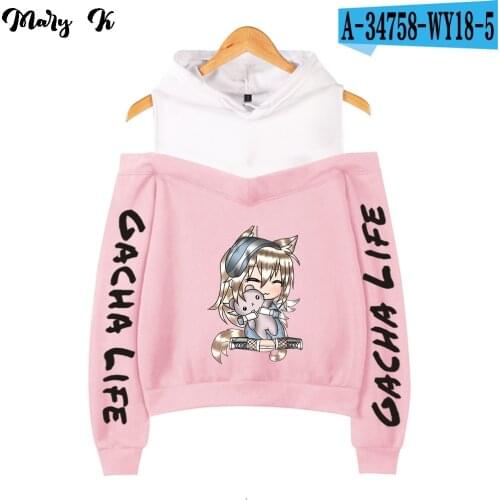 Game Gacha Life Hoodie Kawaii Clothes Tops Women Hoodie Harajuku Gacha Life Off-shoulder sweatshirt Femme Girls Woman