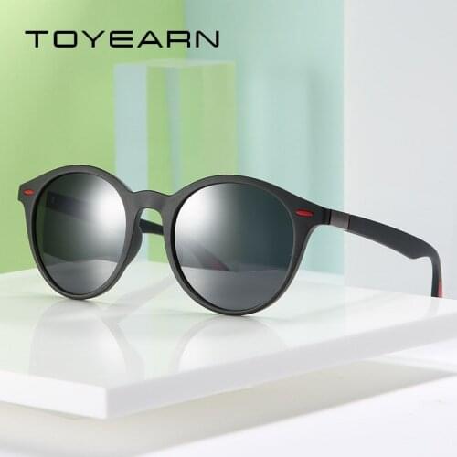 TOYEARN Vintage Round Polarized Sunglasses Women Men Brand Designer Classic Driving Goggle Rivet Frame Sunglasses Male UV400