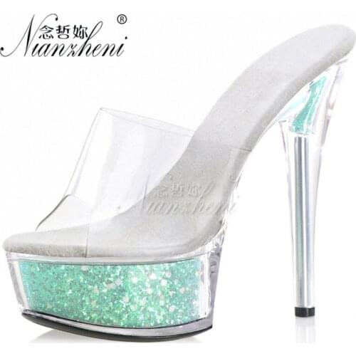 6 Inches Platform New style stripper heels Models Party Full dress Nightclub Platform Slippers Concise Elegant Pole dance shoes