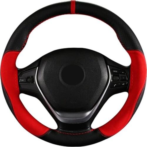 Car Steering Wheel Cover DIY Comfortable and beautiful Suede + Artificial Leather for 37/38cm size With Needle and Thread