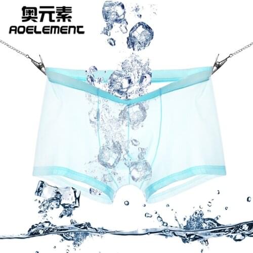 Hot Best Price Ice Ultra-thin panties Summer Boxers Sexy Gay Short Transparent Underwear Men Body Sculpture Cool Panties Man Sex