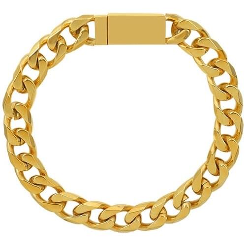 High Quality 18 k Plated Stainless Steel Curb Cuban Chain Bracelets & Bangles Statement Magnet Bracelet Wedding Jewelry Gift